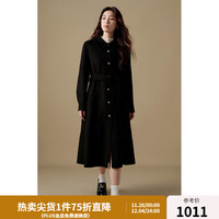 独束大码女装赫本风羊毛大衣2024冬季松弛感通勤长款毛呢外套 赫本黑 3