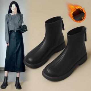 【便捷后拉链】百搭时装靴瘦瘦靴2024秋冬加绒短靴女靴子