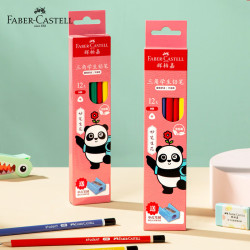 FABER-CASTELL 辉柏嘉 三角铅笔国潮熊猫 妙笔生花HB12支装 搭配单孔笔刨 132103
