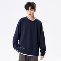 it ccaabb男装2024秋季潮流假两件男式休闲圆领印花卫衣