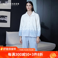 舒雅(Schiesser)女士居家睡衣菠萝珊瑚绒印花立领插袋拼色家居服套装E1/21760H 米白7001 L