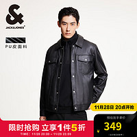 杰克·琼斯（JACK&JONES）秋季都市休闲常规尖领胸前双侧袋盖贴袋外套男装224321044 E41黑色 常规 190/108A/XXL