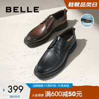 百丽通勤商务皮鞋男款秋季真皮青年职场正装鞋德比鞋8AC01CM3