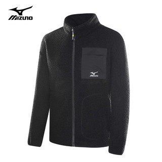 美津浓（MIZUNO）抓绒衣男户外锋衣内胆夹克开衫外套 藏青色 XL