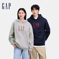Gap男女装2024秋季印花字母logo抓绒连帽卫衣休闲上衣660088