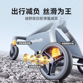 InnoTruth 遛娃婴儿推车 可坐可躺一键收车 0-3岁 高景观 灰蓝