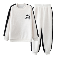男女同款羊羔绒可外穿套装熊猫款家居服套装