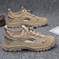 筱雪凌 凉鞋男夏季2024外穿休闲防滑户外沙滩开车耐磨涉水包头凉拖鞋 卡其色 41