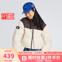 骆驼(CAMEL)女装 短款羽绒服2024冬季高领加厚保暖防泼面包服短外套 燕麦灰/法式棕 M