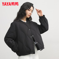 YAYA鸭鸭羽绒服女士2024秋冬短款时尚休闲可拆卸围巾鸭绒保暖外套