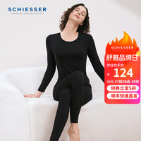 舒雅（SCHIESSER）女士圆领50S莫代尔柔软轻打底长袖长裤保暖秋衣秋裤套装E0/24257W 黑色 L【60-65公斤】