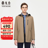 雅戈尔（YOUNGOR）风衣男秋冬青年男单风衣外套男男士风衣 VYCF429965YQA卡其 175/96A