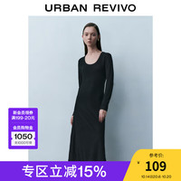 UR秋冬女时尚日常休闲百搭简约紧身长袖连衣裙UWU730032