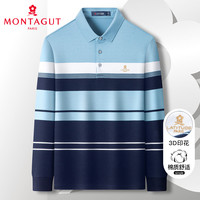 梦特娇(MONTAGUT)秋季棉柔舒适男式Polo衫长袖休闲宽松T恤东方简奢风