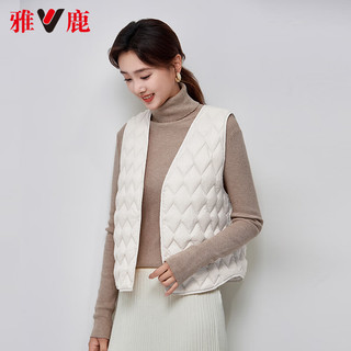 雅鹿【深V领】轻薄羽绒马甲女2024时尚大衣内搭新标鸭绒马夹背心 卡其色 M【100-115斤】