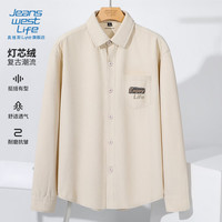 JEANSWEST LIFE真维斯衬衣男秋季款厚实百搭灯芯绒外穿衬衫简约字母学生显瘦外套