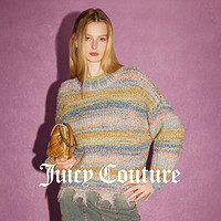 Juicy Couture 橘滋 流转星河Logo金属牌彩色条纹女式毛衣24秋冬