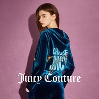 Juicy Couture 橘滋 晚风予星logo重工烫钻印花丝绒女式外套