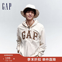 GAP男女装2024春秋LOGO美式复古法式圈织软卫衣外套892182 米色 185/104A(XXL)亚洲尺码