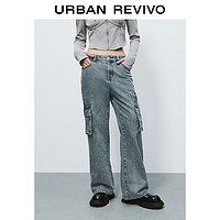 URBAN REVIVO UR2024秋冬女装工装立体贴袋牛仔长裤UYL840011 蓝色 28