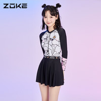 洲克ZOKE泳衣女连体裙摆防晒遮肚显瘦时尚度假泳衣123601512 白黑粉 L 