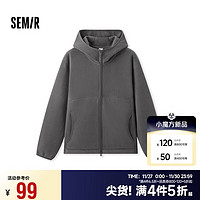 森马（Semir）夹克男抗静电摇粒绒2024毛绒外套连帽冬装百搭款109724108202 中灰20410