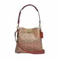 COACH 蔻驰 Charlie系列 女士单肩斜挎水桶包 89003 B4NQ4 棕黄色 中号