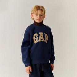 Gap 盖璞 男女童2024秋季款大字母logo羊羔毛加绒卫衣儿童装上衣657367