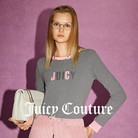 Juicy Couture 橘滋 莫奈花园Logo印花撞色罗纹圆领女式针织衫