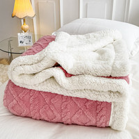 途波列AB版提花包边塔芙绒羊羔绒毯子舒棉绒四季毛毯 DB塔夫毯-豆沙 100*150cm