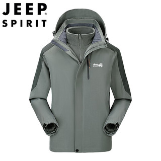  JEEP SPIRIT 防风加厚 男士冲锋衣  XL （125斤-145斤） 军绿色