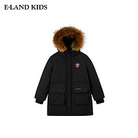 E-LAND KIDS 蓄热95%鸭绒elandkids衣恋童装男女童羽绒服24年冬新品派克风毛领