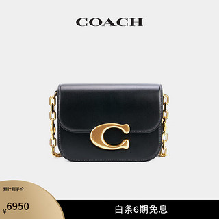 COACH 蔻驰 女士马车图案链条与蛇皮革细节IDOL手袋黑色女包 B4/黑色