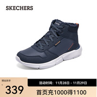 斯凯奇(Skechers)男鞋马丁靴高帮保暖防寒雪地靴冬季加绒男靴男士休闲鞋210788 海军蓝色/NVY 43