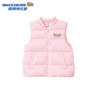Skechers斯凯奇童装儿童保暖舒适外套冬季女童梭织羽绒背心L424G036