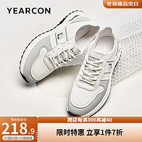 YEARCON 意尔康 男鞋 时尚休闲鞋男潮流拼色运动鞋系带轻便鞋子男 白/灰 44