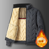 真维斯户外运动石墨烯加绒棉服秋冬季男士羊羔绒棉衣大码立领棉袄保暖外套