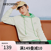 斯凯奇（Skechers）秋冬男女同款圆领卫衣复古宽松舒适长袖打底衫L323U122 棉花糖白/0074 XL