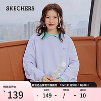 斯凯奇（Skechers）秋冬男女同款圆领卫衣复古宽松舒适长袖打底衫L323U122 石楠紫/00FW XL