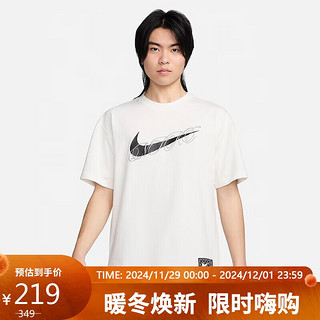 NIKE 耐克 男子 篮球系列 M90 TEE 圆领休闲T恤 FV8399-133/白色 L