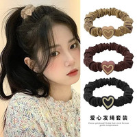 极森家韩版爱心发绳女扎头发皮筋简约高弹力耐用头绳不伤发圈发饰品 LL205-深咖色5根