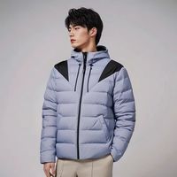 Reebok/锐步 DY6001 时尚短款修身运动休闲羽绒服男女蓝灰色