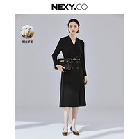 NEXY.CO 奈蔻 24秋季商务通勤高级优雅双排扣纯羊毛连衣裙女