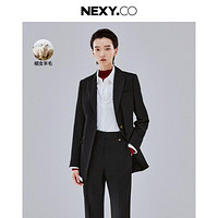 NEXY.CO 奈蔻 24秋冬商务通勤烫金复古纽扣利落西服外套女