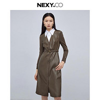 NEXY.CO 奈蔻 2024年秋季酷帅通勤收腰显瘦长袖连衣裙女