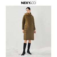 NEXY.CO 奈蔻 冬季复古简约连帽羽绒服外套大衣中长款女