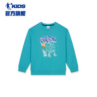 乔丹QIAODAN童装男童加绒卫衣2024秋冬儿童运动上衣大童保暖冬装 升腾绿 101cm