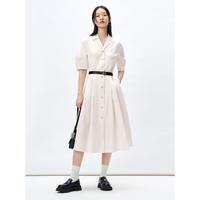 衬衫连衣裙女2024春泡泡袖中袖翻领收腰气质中长款法式