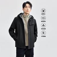 复合摇粒绒外套男2024年秋冬破骨多口袋连帽梭织夹克外套男士