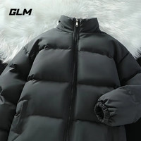 GLM冬季立领棉衣男生加厚保暖潮牌百搭棉服休闲宽松面包服 黑#GL纯色 M